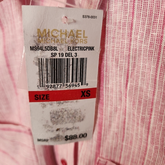 Michael Michael Kors Size XS NWT Long Sleeve Shirt Button Down Electric Pink - Picture 6 of 11